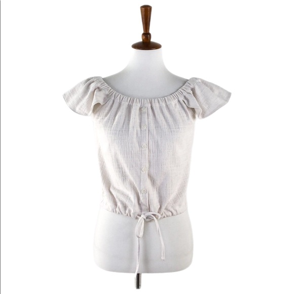 Madewell Tops - Madewell Creme Ruffle Sleeve Button Front Top, Small
